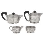A George V Art Deco silver four piece tea service