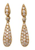 A pair of diamond-set ear pendants