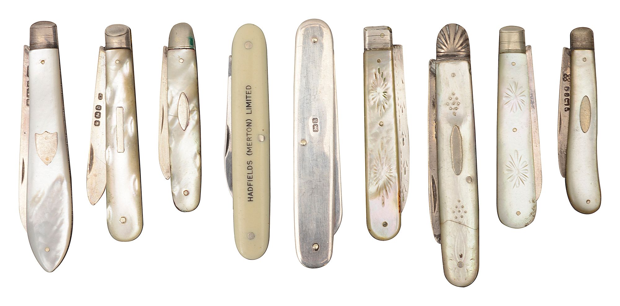 Victorian and later silver bladed folding fruit knives
