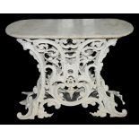 A Victorian marble topped cast iron conservatory table