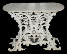 A Victorian marble topped cast iron conservatory table