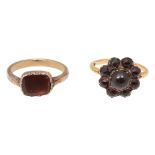 Two 19th century garnet closed-back rings