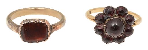 Two 19th century garnet closed-back rings
