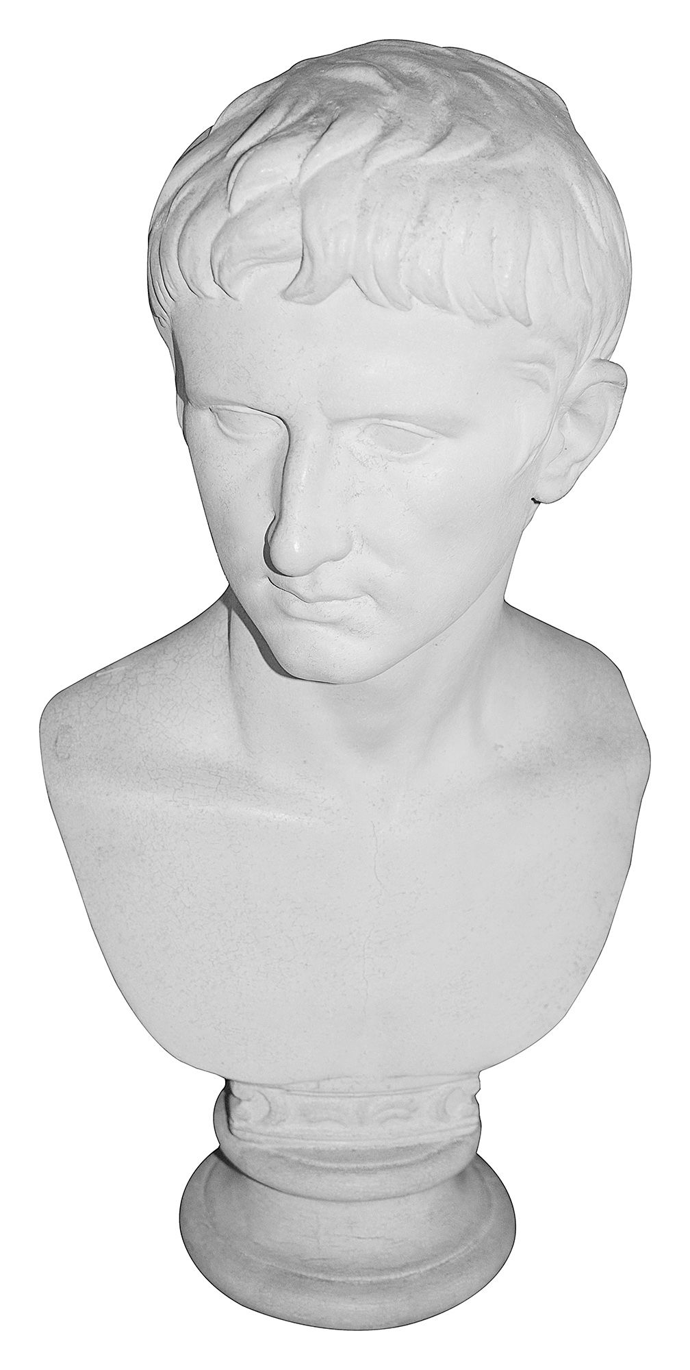 After the Antique. a plaster library bust of Caesar Augustus