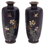 A mirror pair of Japanese Meiji Period cloisonne enamel vases (2)