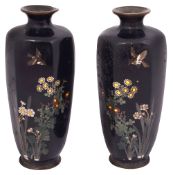 A mirror pair of Japanese Meiji Period cloisonne enamel vases (2)