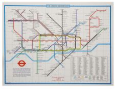 A London Underground wall display map, Quad Royal size, June 1973