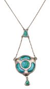 A Charles Horner Art Nouveau silver and enamel pendant