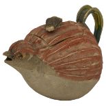 A Japanese Meiji Period Banko ware pottery quail teapot