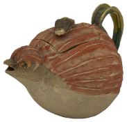 A Japanese Meiji Period Banko ware pottery quail teapot