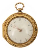 A mid 18th century gold pair case quarter repeating verge fusee pocket watch by William Burton