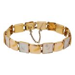 A Murrle Bennett 9ct gold and mother of pearl Arts and Craft bracelet