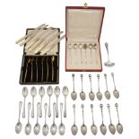 A set of twelve George VI coffee spoons, and other sets of coffee spoons