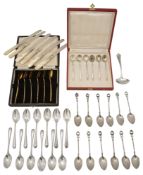 A set of twelve George VI coffee spoons, and other sets of coffee spoons