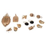 Continental gold jewellery to include a locket and pairs of ear pendants