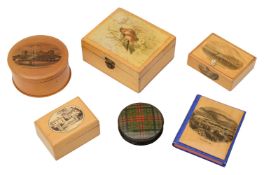 A Mauchline ware group of six items