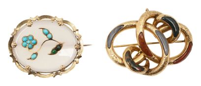 Two 19th century hardstone brooches