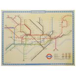 A London Underground cardboard wall display map, c. 1962