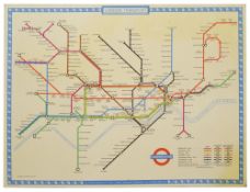 A London Underground cardboard wall display map, c. 1962