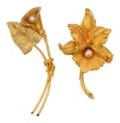 Two floral spray brooches