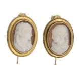 A pair of shell cameo earrings,