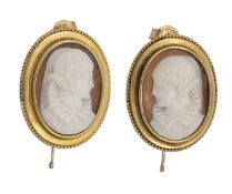 A pair of shell cameo earrings,