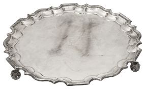 A large George V silver salver