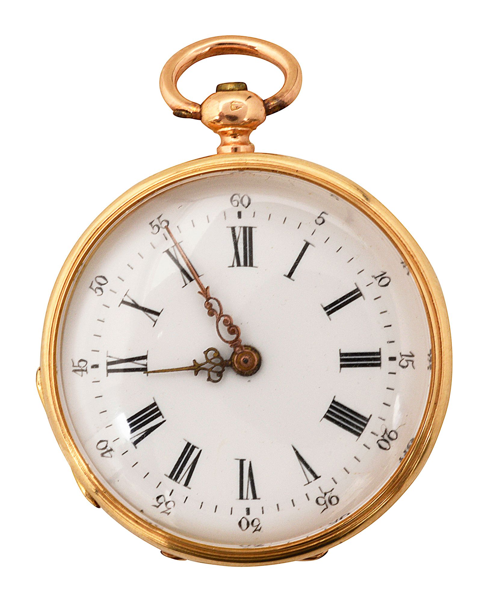 A French gold lady's open faced fob watch