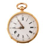 A French gold lady's open faced fob watch