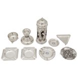 Assorted silver ashtrays and other silver