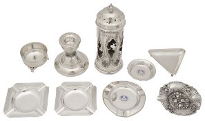 Assorted silver ashtrays and other silver