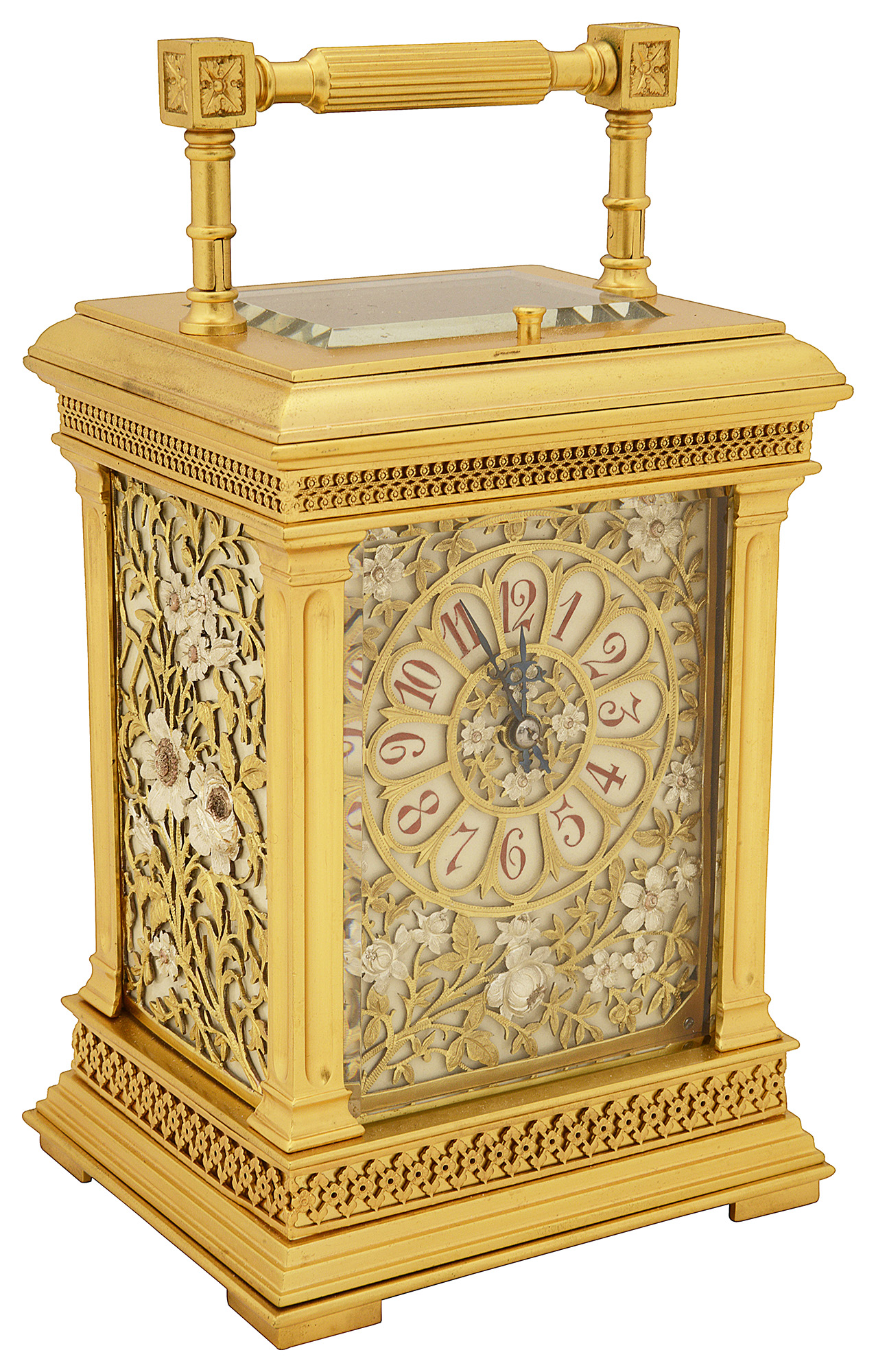 A late 19th century French ormolu repeater carriage clock