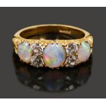 A late Victorian opal and diamond-set ring