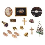 19th century and later jewellery to include a Grand Tour micromosaic panel brooch