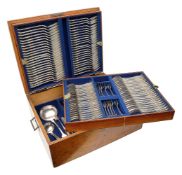 A Victorian cased electroplated part canteen flatware for twenty four