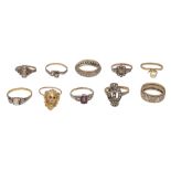 A collection of assorted rings