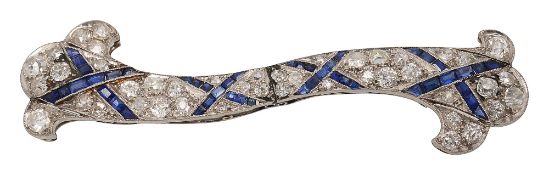 A diamond and sapphire-set brooch