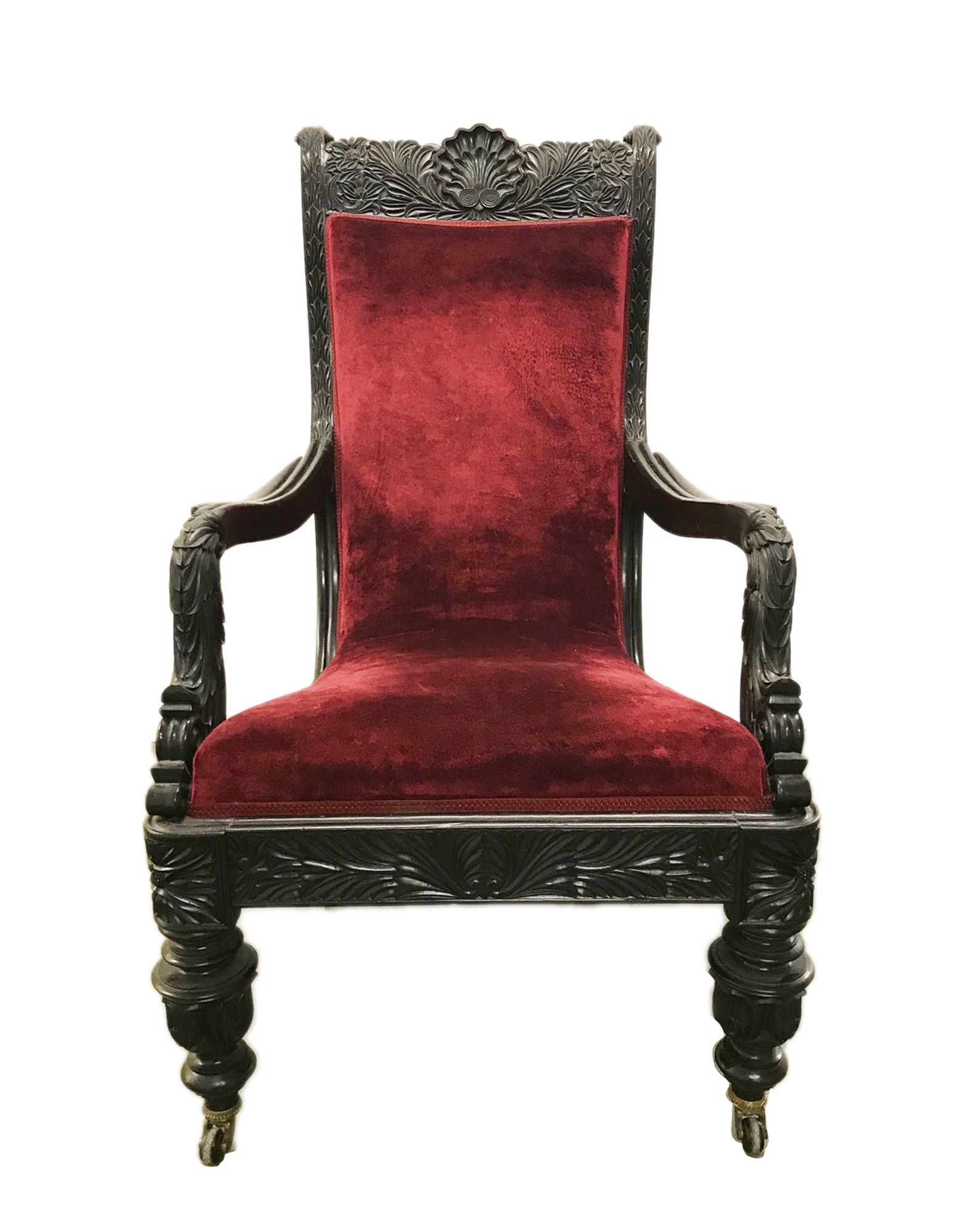 A pair of Anglo Indian ebony armchairs - Image 2 of 5