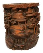 A Chinese carved bamboo brushpot bitong