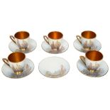 A 1930s Carlton ware 'Wild Duck' pattern part coffee set