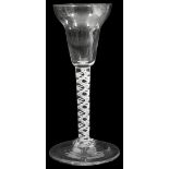 An 18th century pan topped opaque twist wine glass c.1760