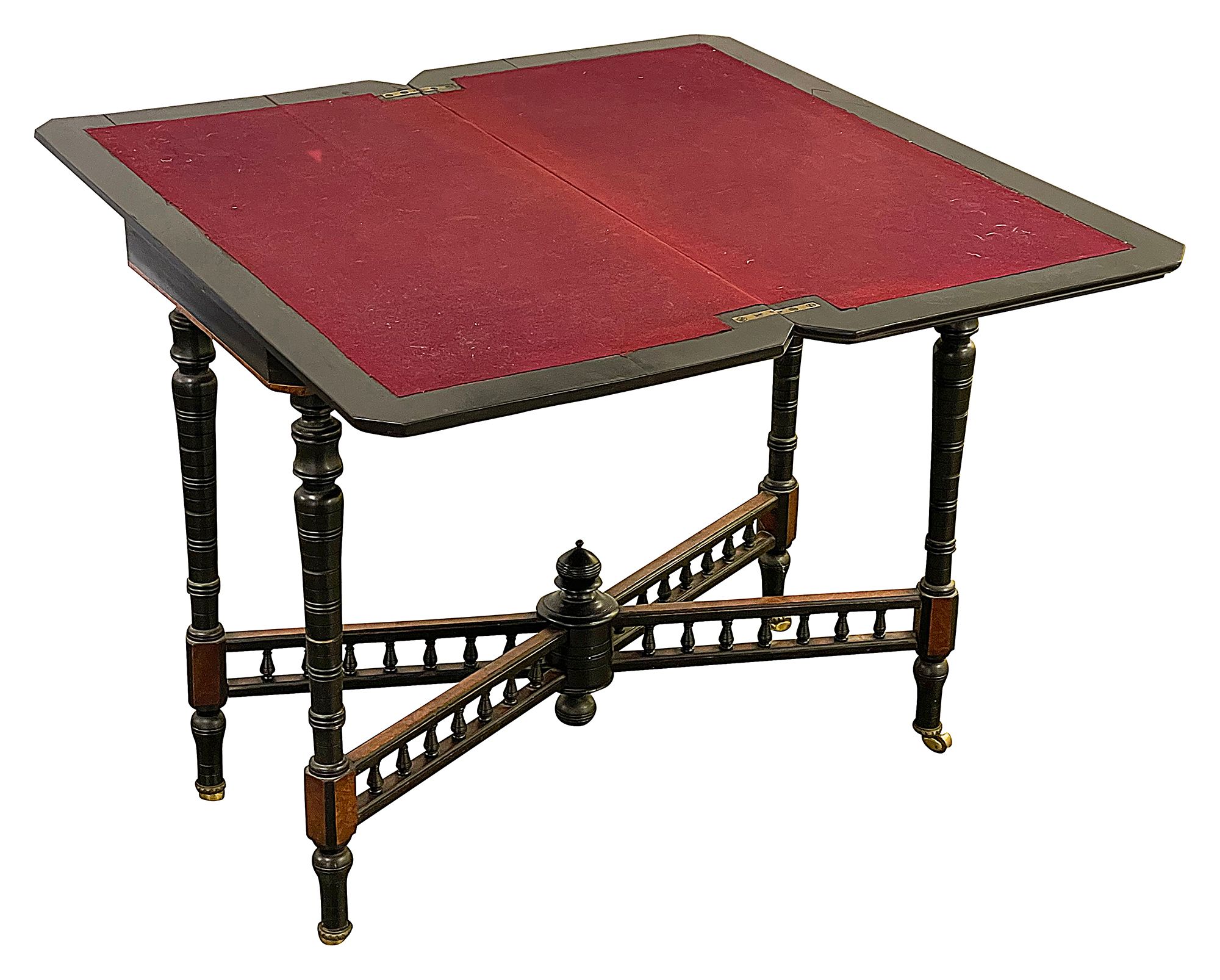 A late Victorian Aesthetic Movement ebonised card table - Image 2 of 3