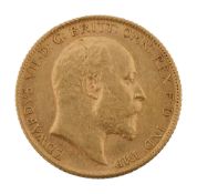 A Edward VII gold half sovereign, 1905