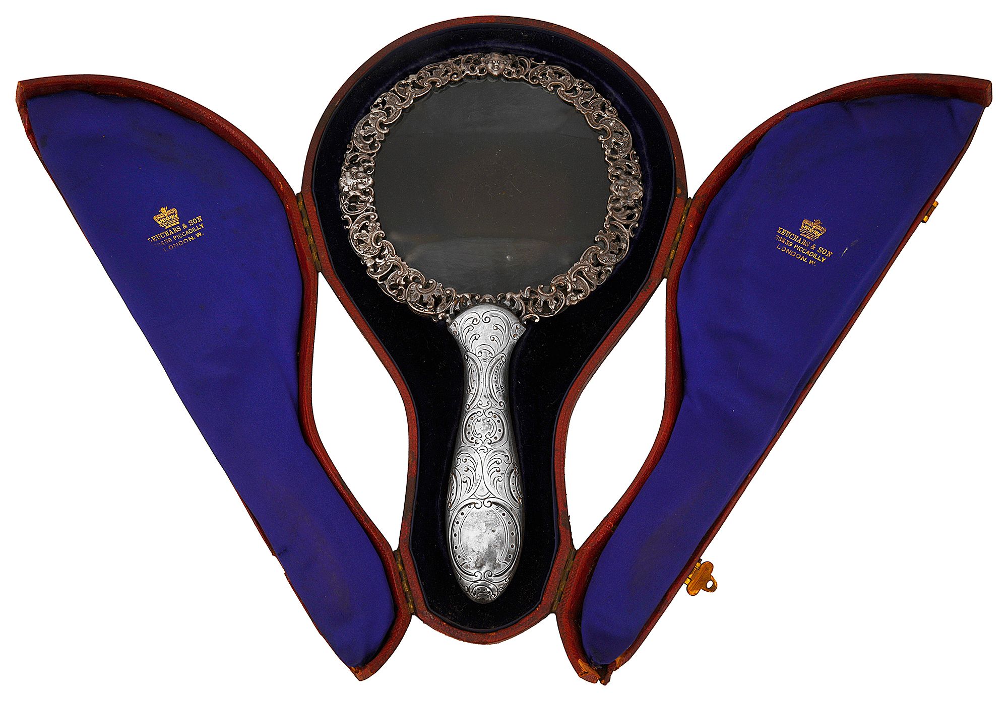 A late Victorian cased silver magnifying glass