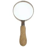 A late Victorian shagreen handled silver magnifying glass