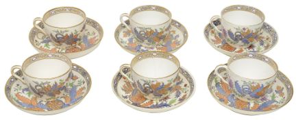 An early 19th century Derby porcelain six piece tea service