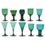 Early 19th century green glass drinking glasses