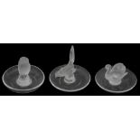 Three Lalique clear and frosted glass cendriers '