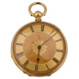 A 19th century Swiss 18k gold open faced ladies fob watch