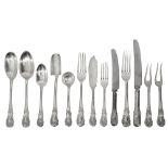 Twelve setting silver shell and scroll pattern canteen of flatware